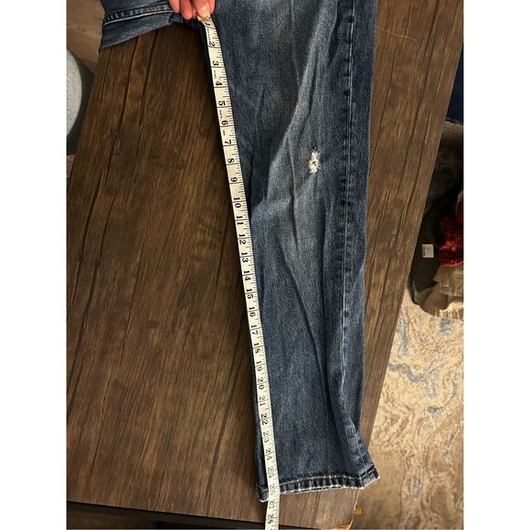 Reformation Zipper Jean Celtic Blue Size 28 Y2K Contrast Pockets Frayed Contrast - Picture 13 of 14